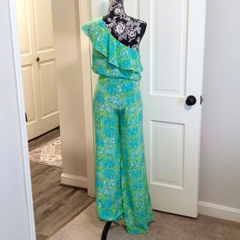 🦄RARE Lilly Pulitzer🦄 - Lyra One-Shoulder Silk Jumpsuit - Picture 2 of 16